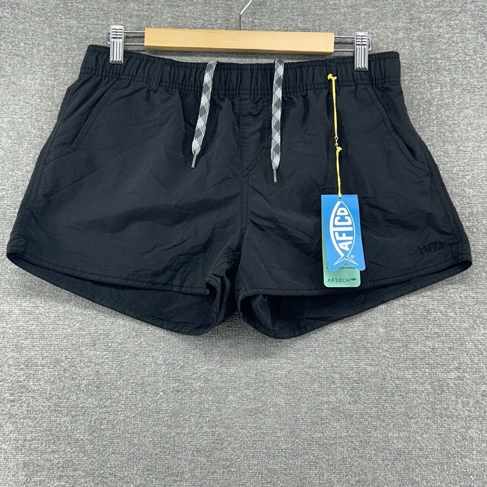 AFTCO Aftech Shorts Women Size Small Black Drawstrings UPF 50 Boating NEW